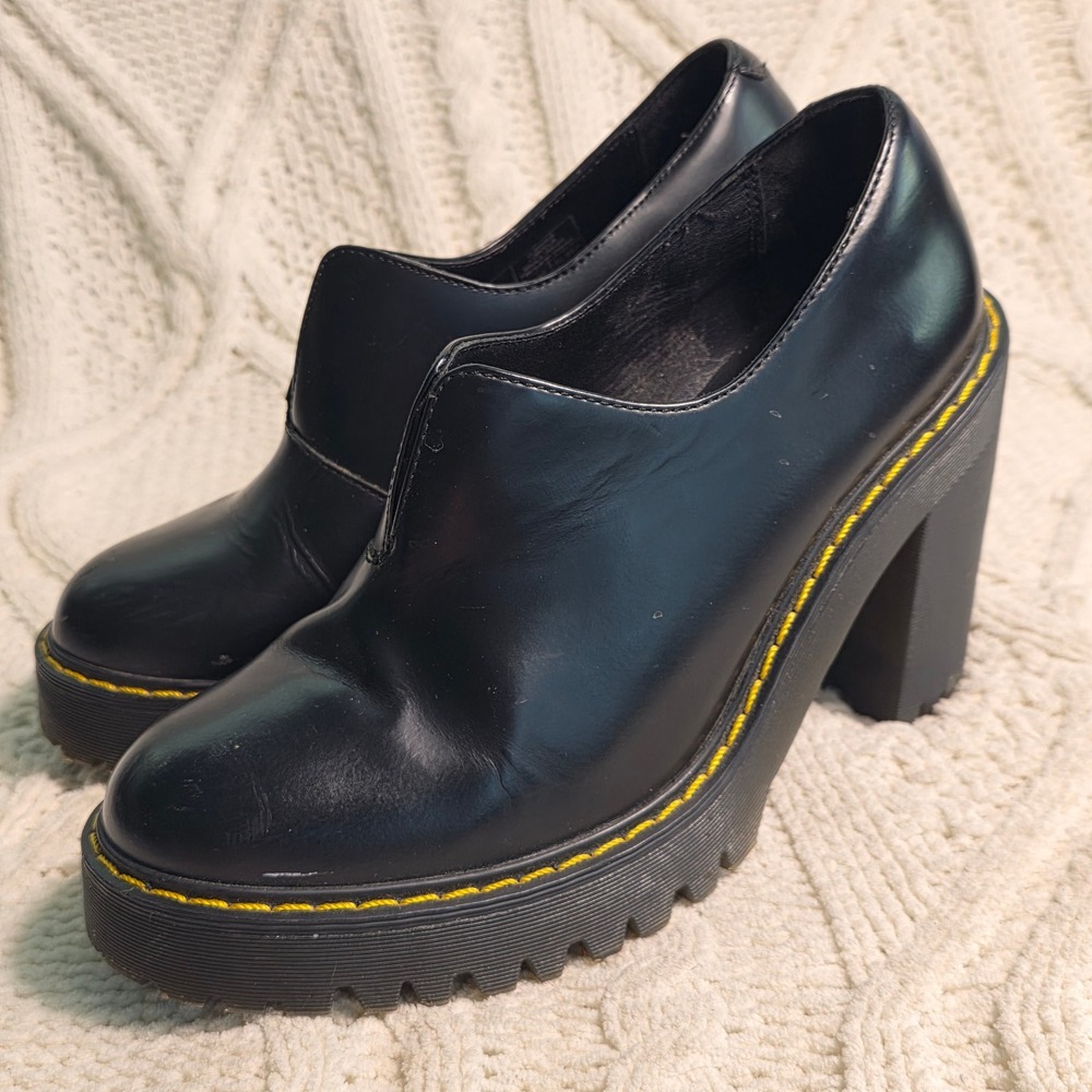 Dr. Martens Cordelia Chunky Platform Heels Boots Loafers Black Women 6 Excellent